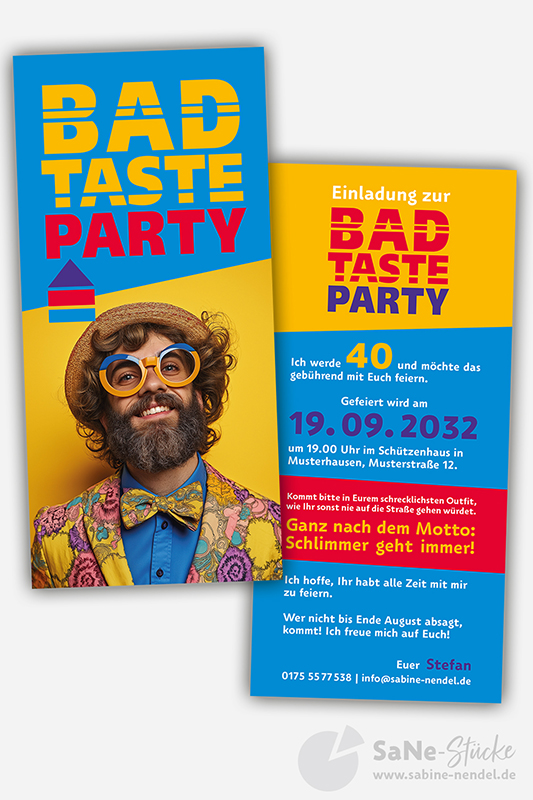 Bad Taste Party Einladung Mann