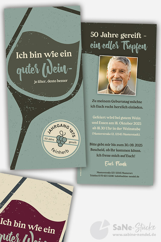 Geburtstagseinladung Wein