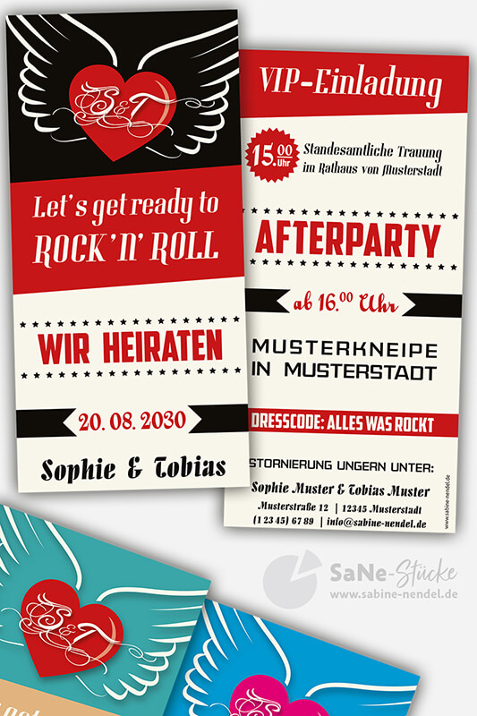 Hochzeitseinladung Rockabilly