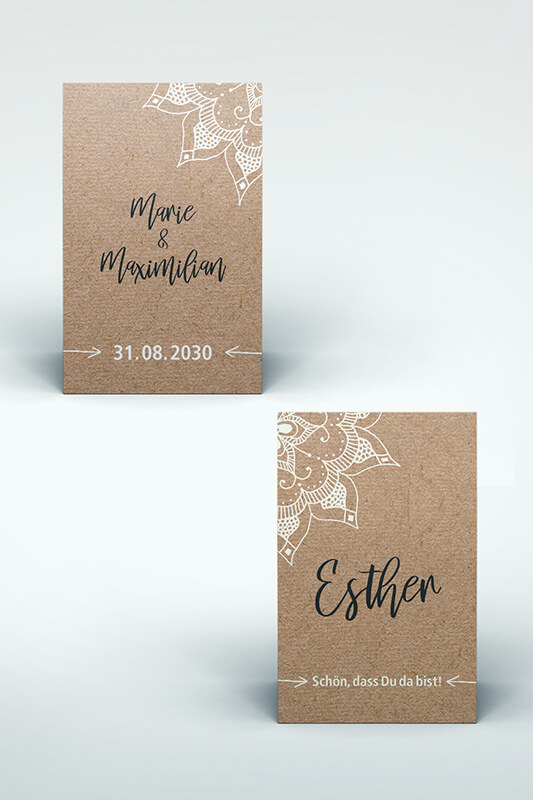 Tischkarte Rustikal mit Namensbeschriftung